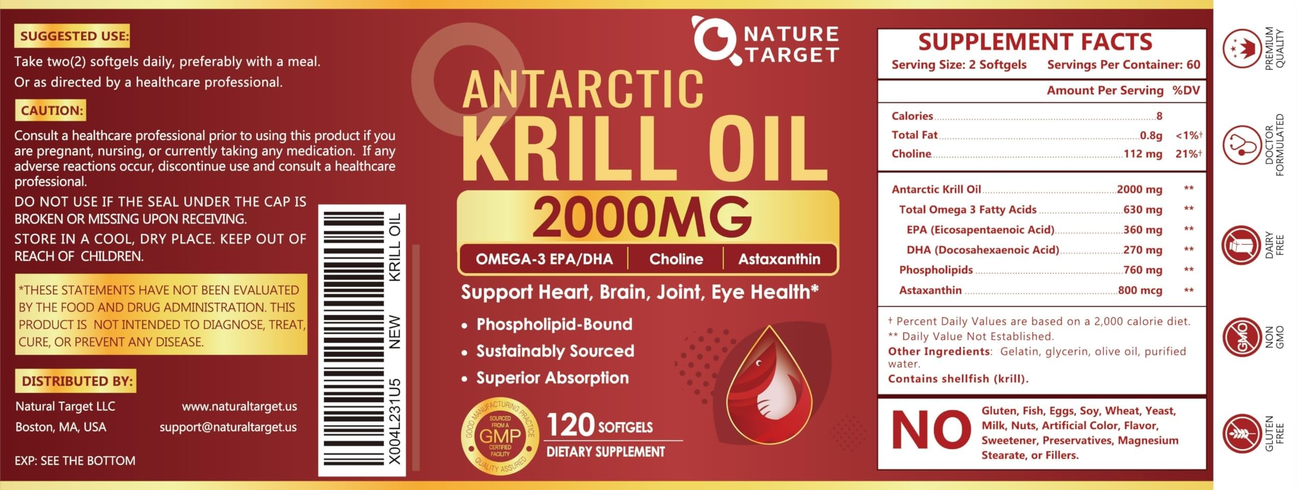 NATURE TARGET ingredientes naturales y mar que sugieren origen sostenible