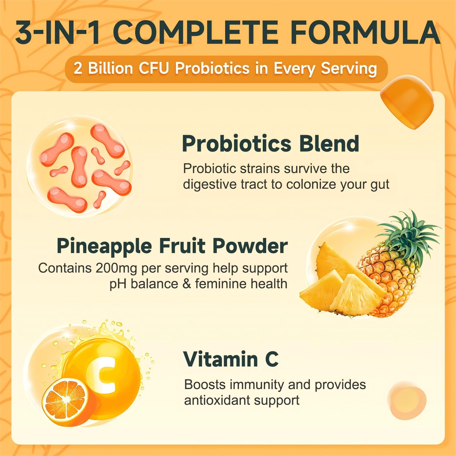 NATURE TARGET piña y vitamina C en primer plano, apoyo digestivo y antioxidante
