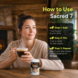 Naturealm Sacred 7 comparación de tamaño del envase para cálculo de porciones