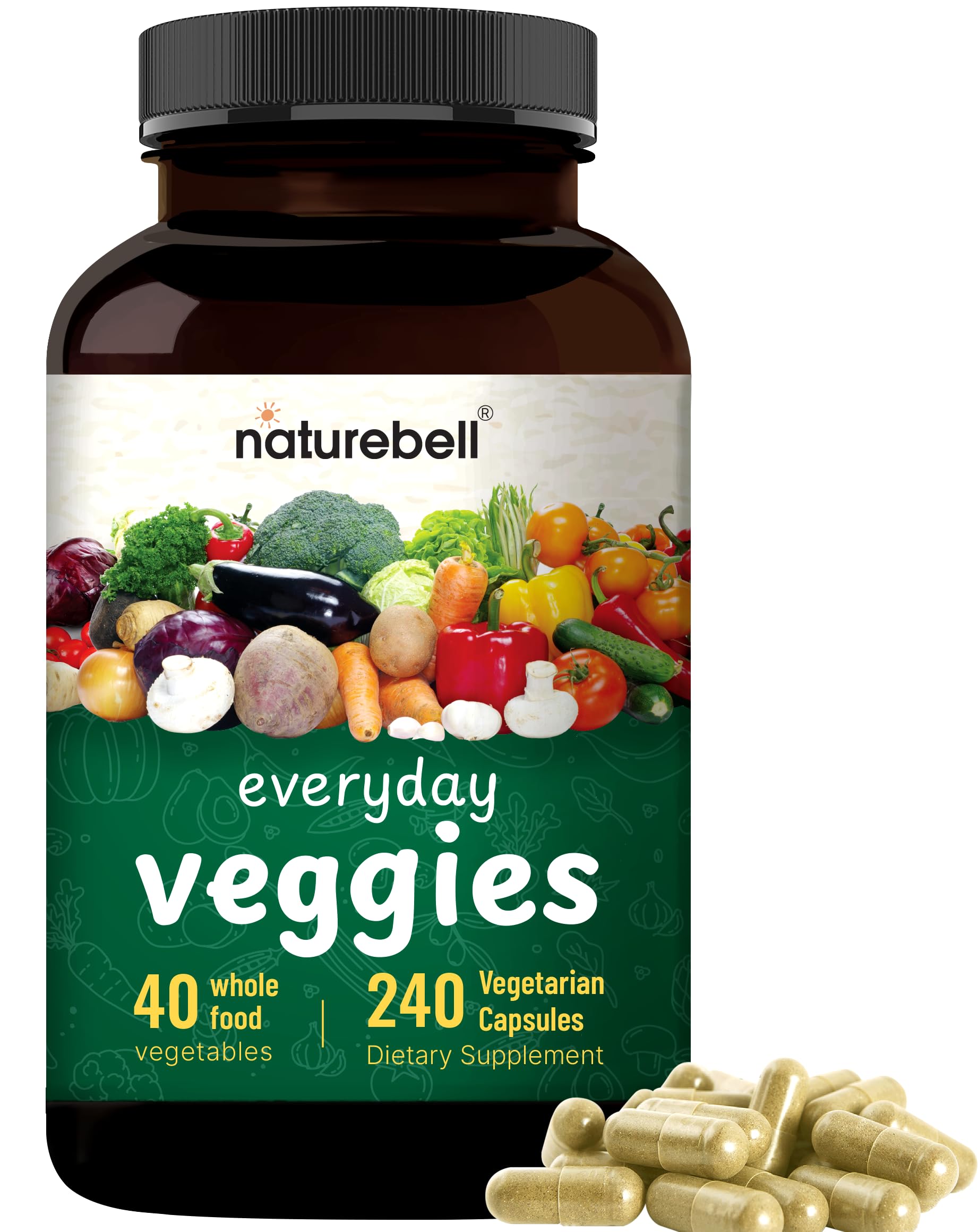 NatureBell primer plano de cápsulas vegetarianas texturizadas y puras