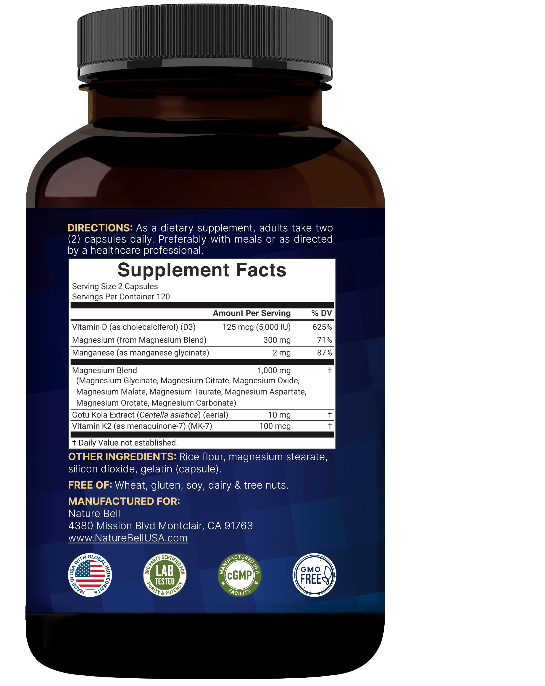 NatureBell sellos de pruebas de laboratorio y cGMP para mayor confianza