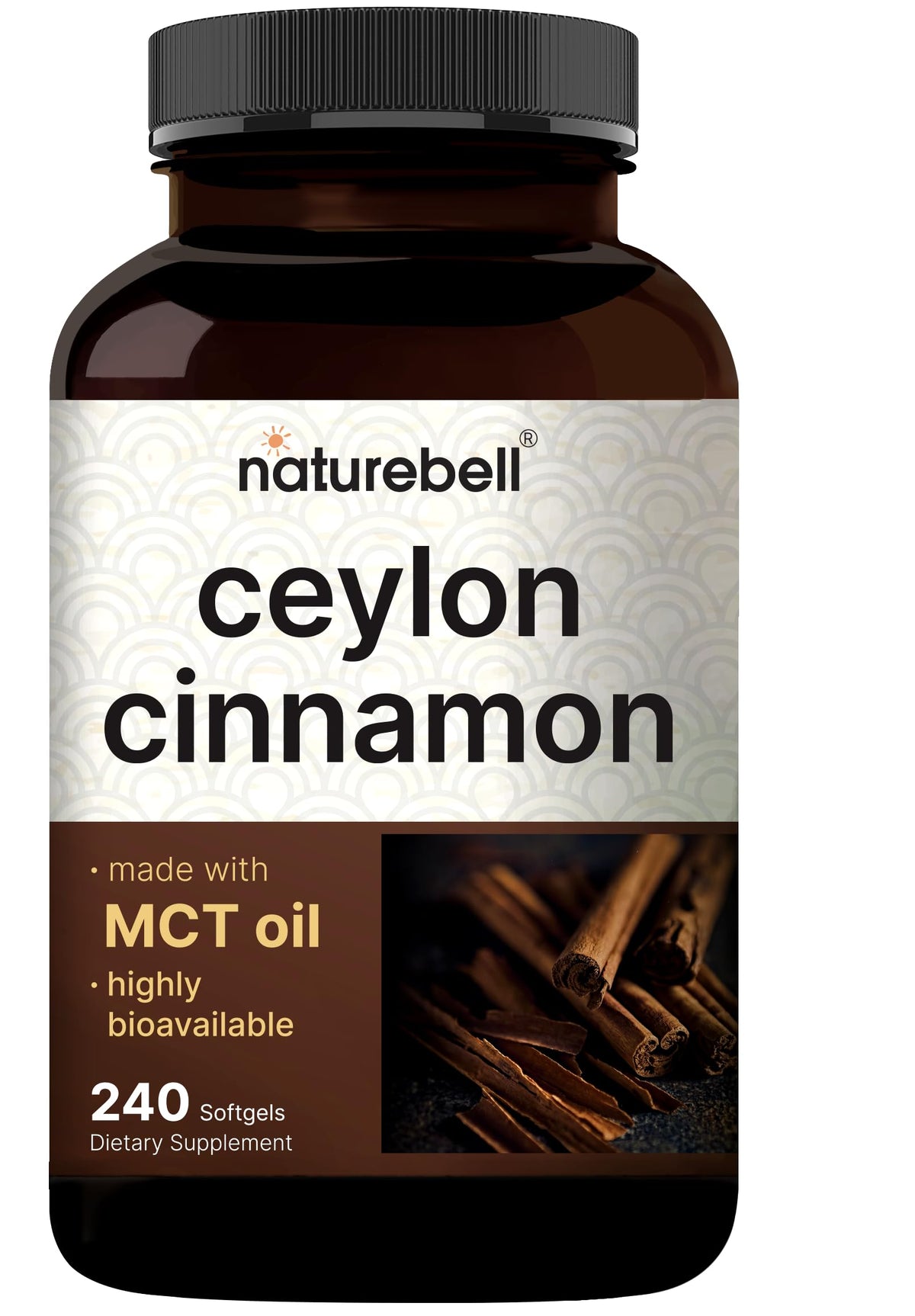 NatureBell frasco delantero mostrando 240 softgels y etiqueta clara