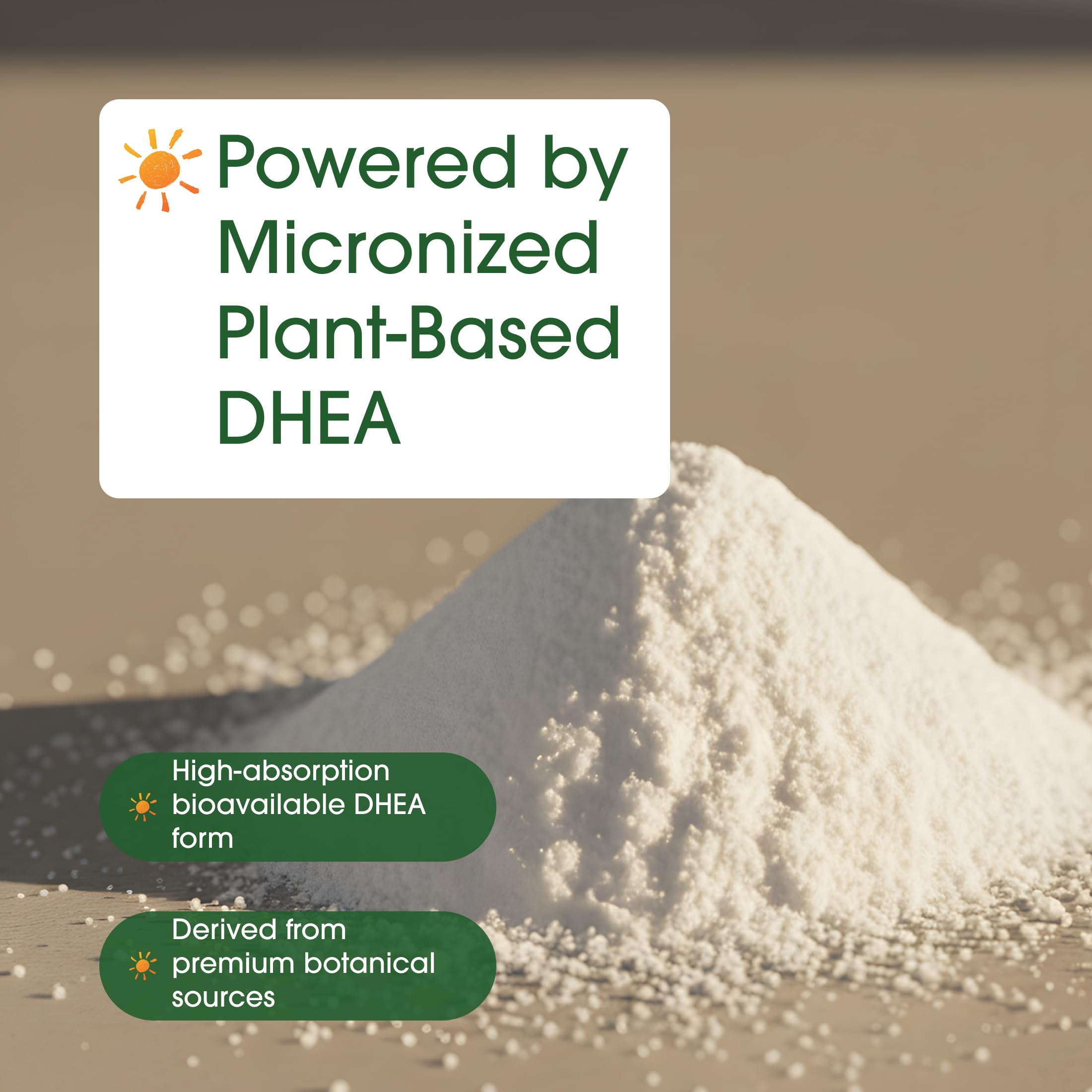NatureBell DHEA micronizada en primer plano destacando pureza