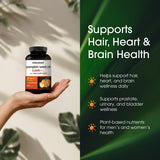 NatureBell envase acompañado de semillas y saw palmetto como ingredientes