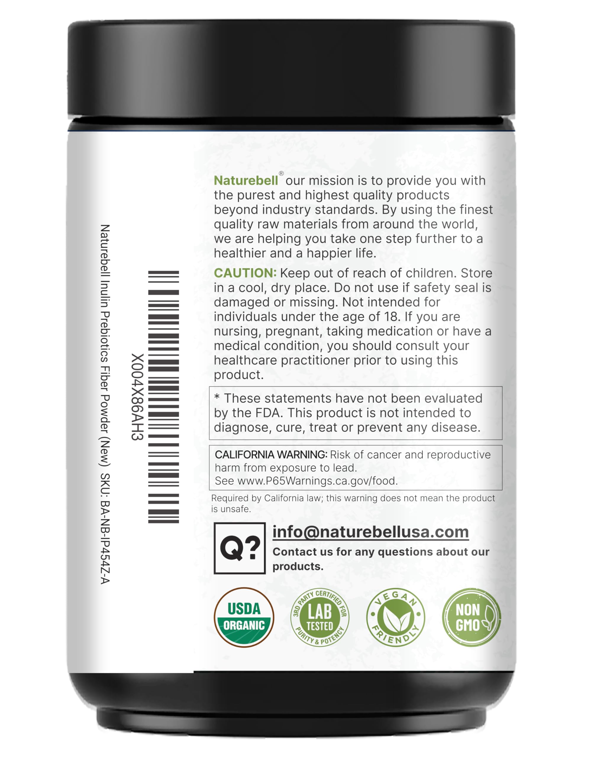 NatureBell comparación de tamaño del envase para estimar cantidad