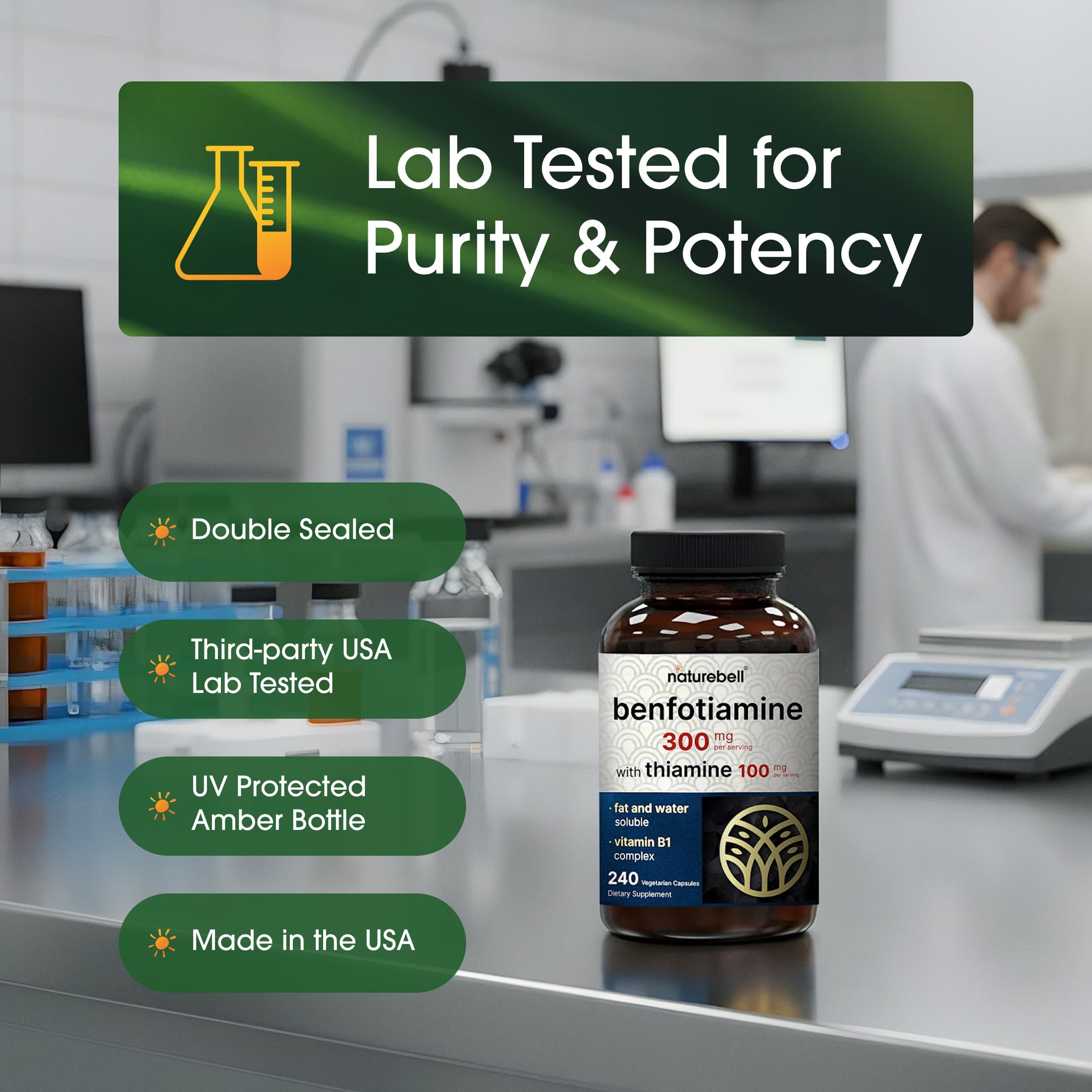 NatureBell etiqueta nutricional cerca mostrando dosis y compuestos
