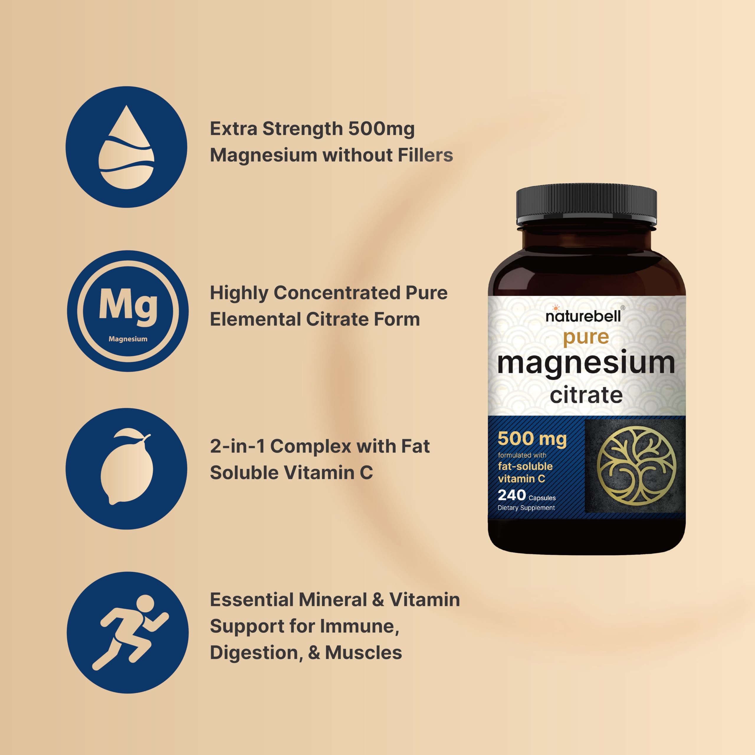 NatureBell etiqueta nutricional visible con información de dosis y pureza