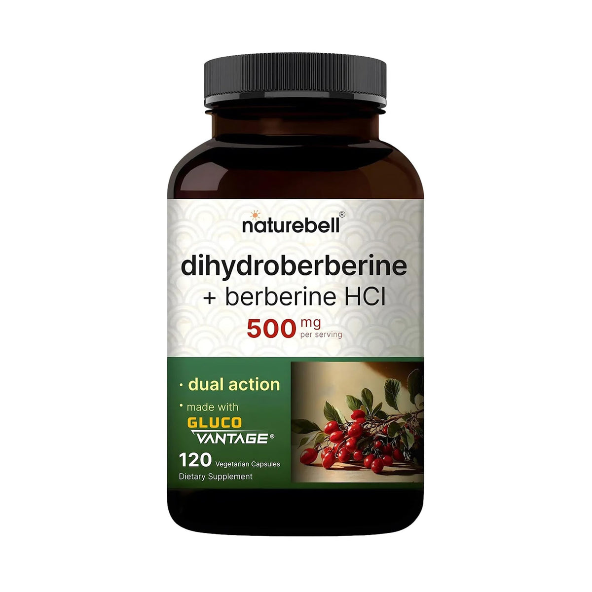 NatureBell frasco delante mostrando el producto y su beneficio de alta calidad