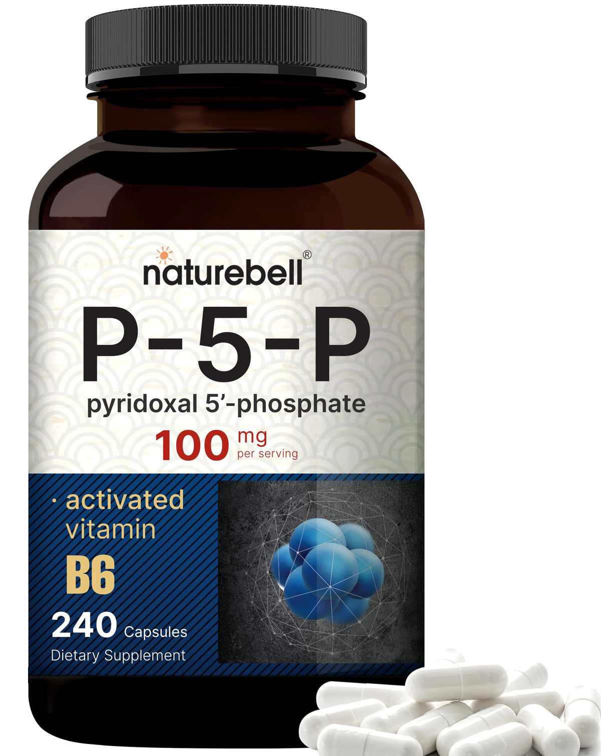 NatureBell frasco frente mostrando diseño y cantidad, fácil identificación del producto