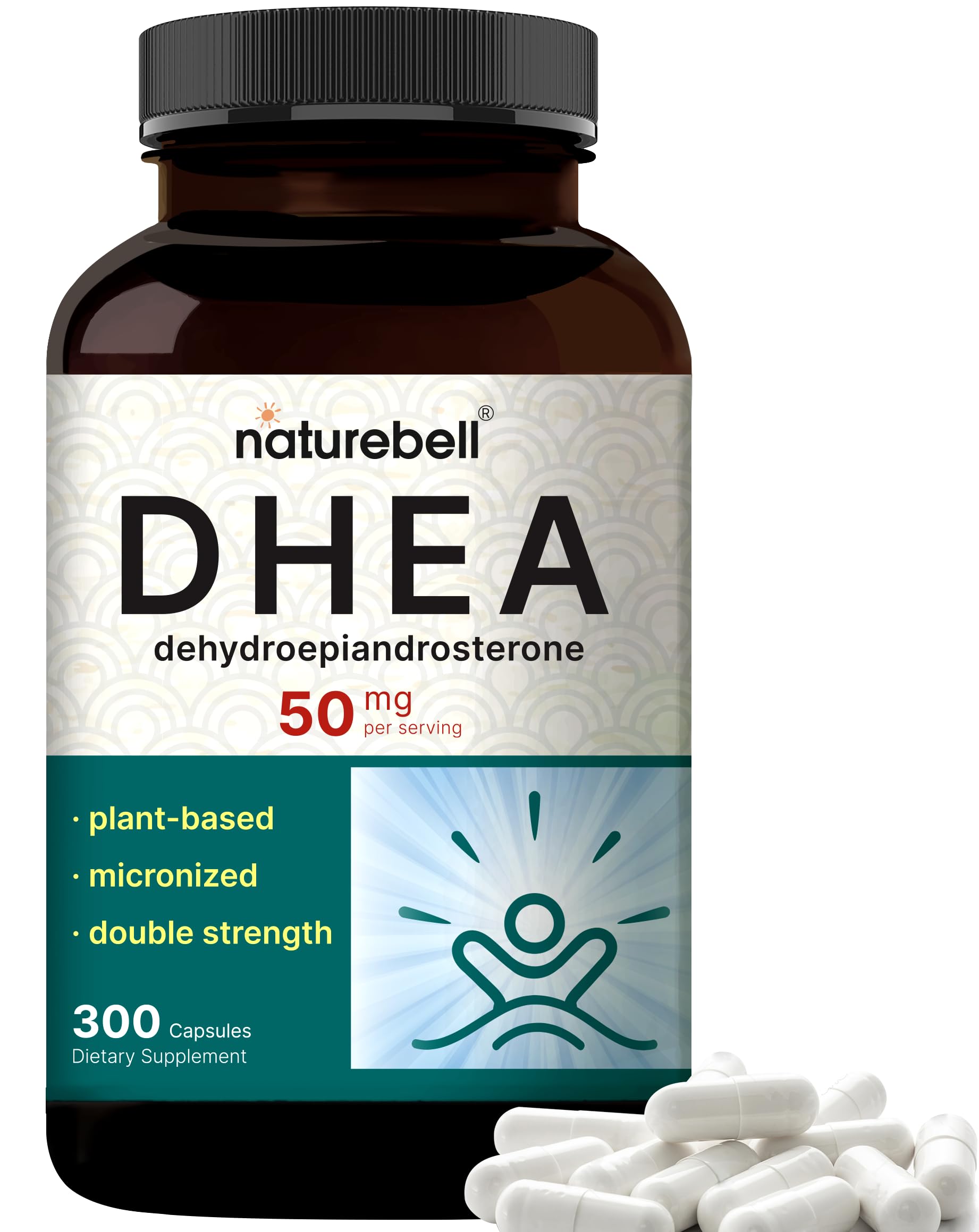 NatureBell frasco frontal mostrando 300 cápsulas y beneficio de suministro prolongado