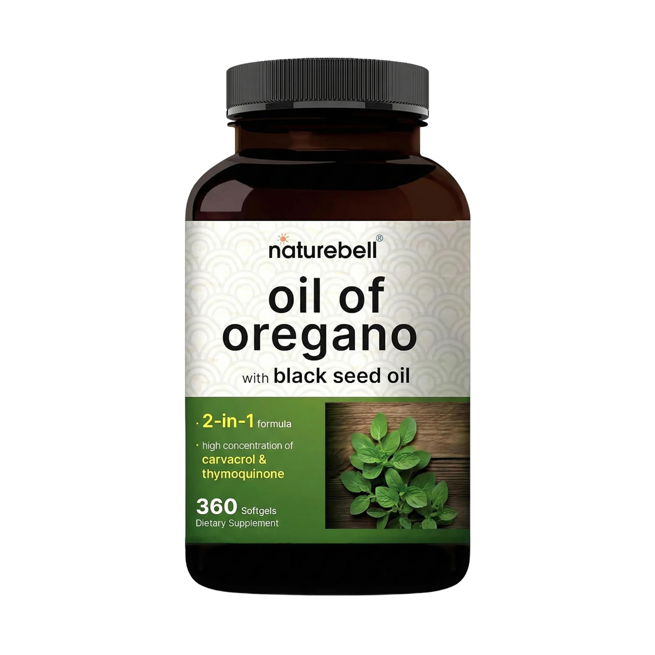 NatureBell frente del envase mostrando 360 softgels y conveniencia
