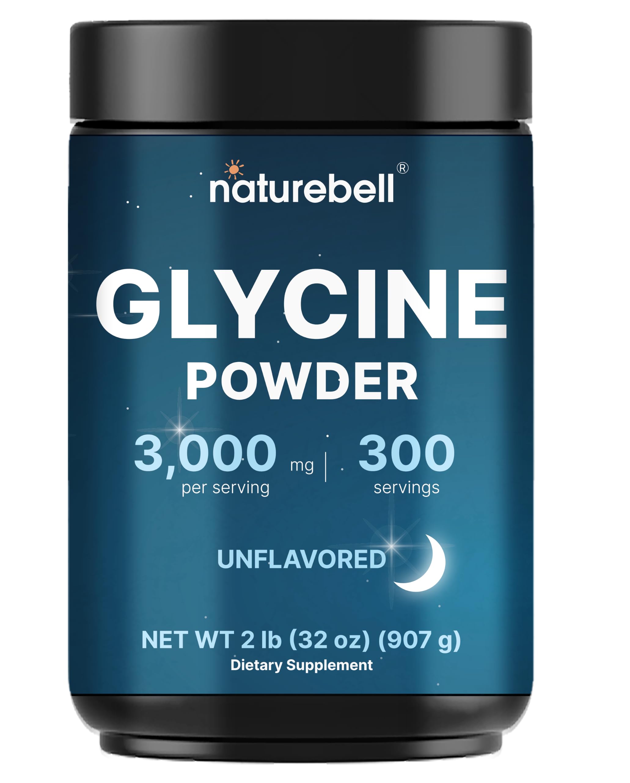 NatureBell envase frontal de glicina puro mostrando tamaño y etiqueta clara