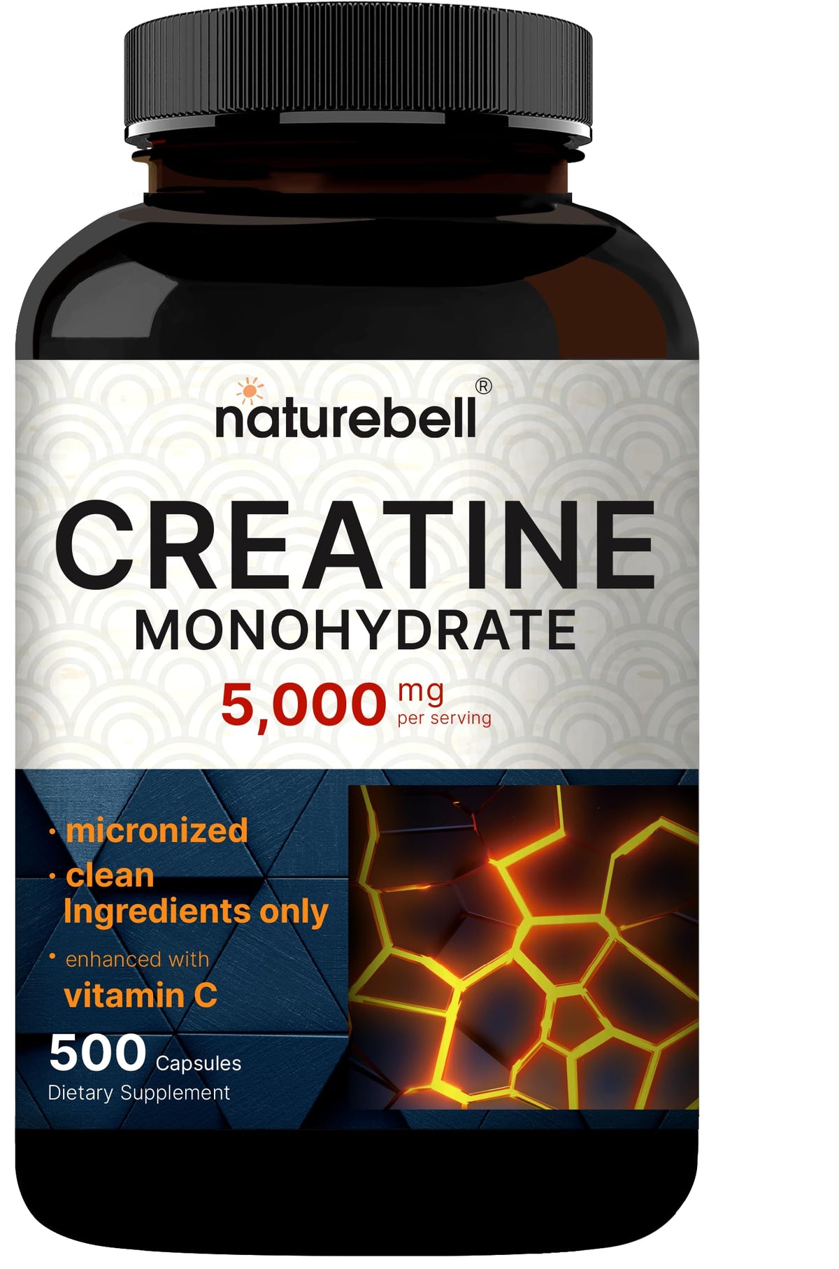 NatureBell envase frontal mostrando 500 cápsulas y beneficio de dosificación clara
