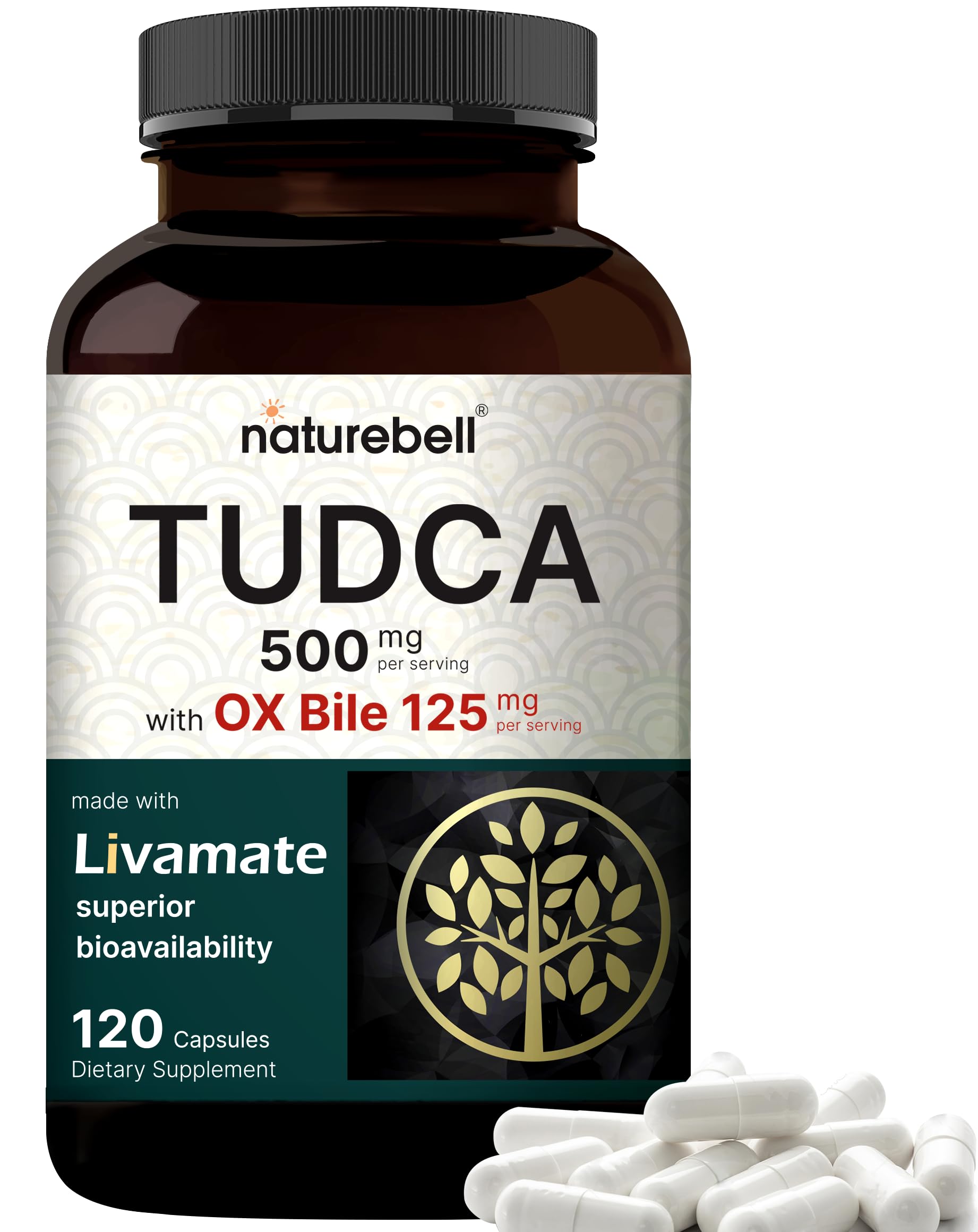 NatureBell envase frontal de TUDCA con OX Bile, claridad de ingredientes y beneficio