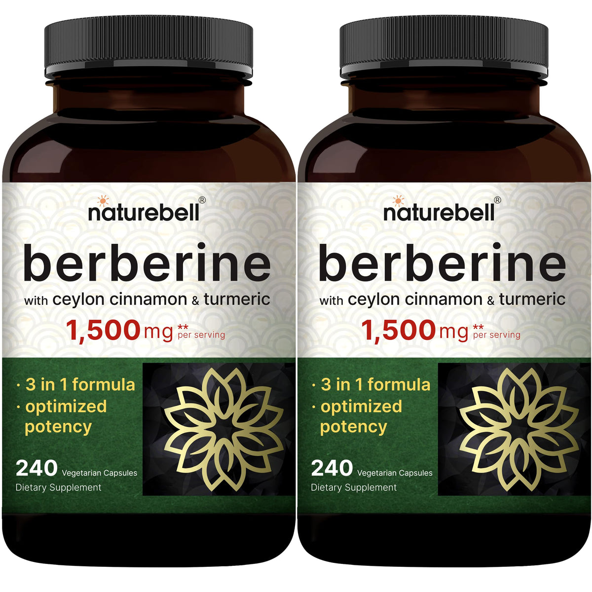 NatureBell frasco frontal del pack doble mostrando etiquetas y cantidad