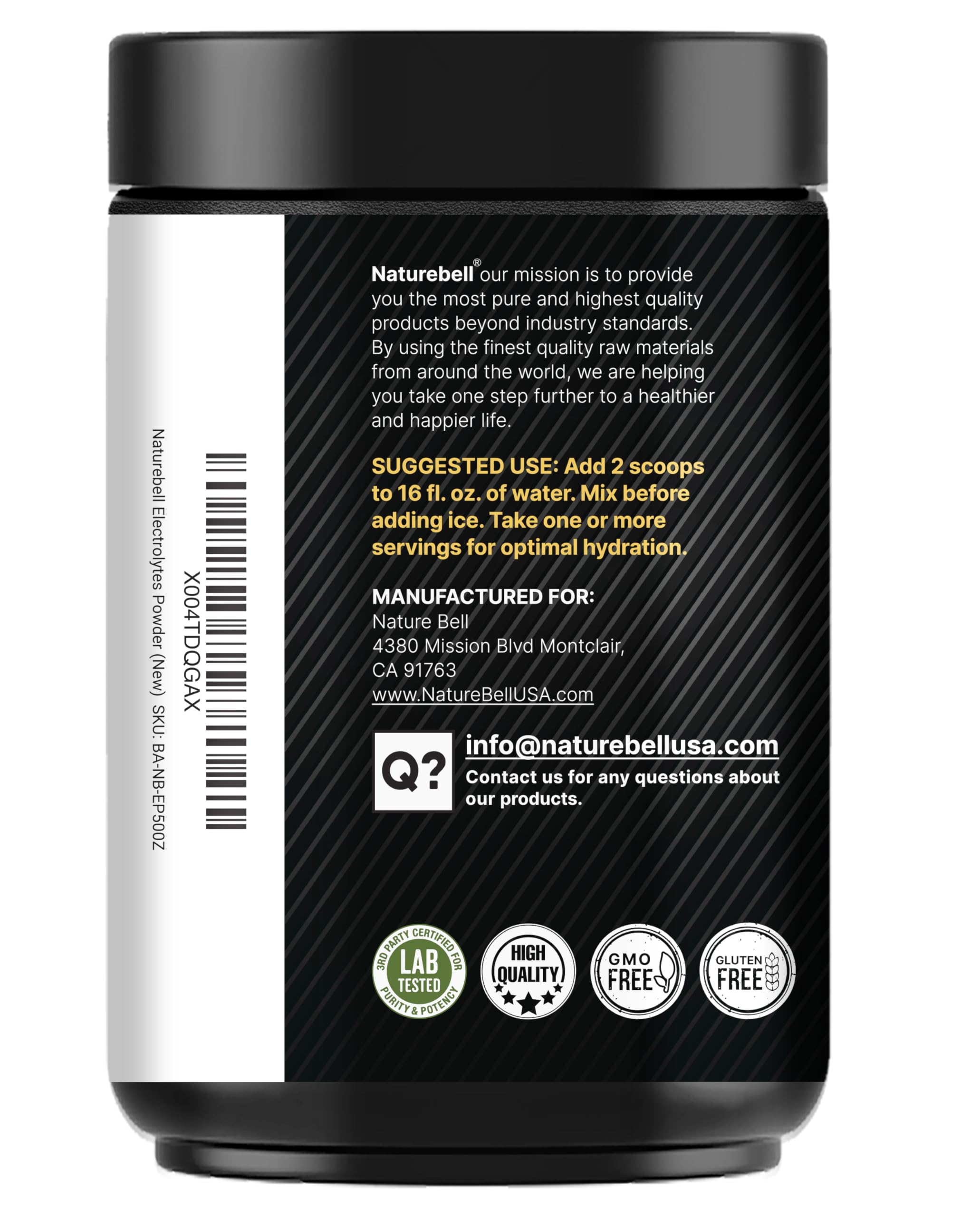 NatureBell ingredientes con agua de coco representando origen natural y sabor