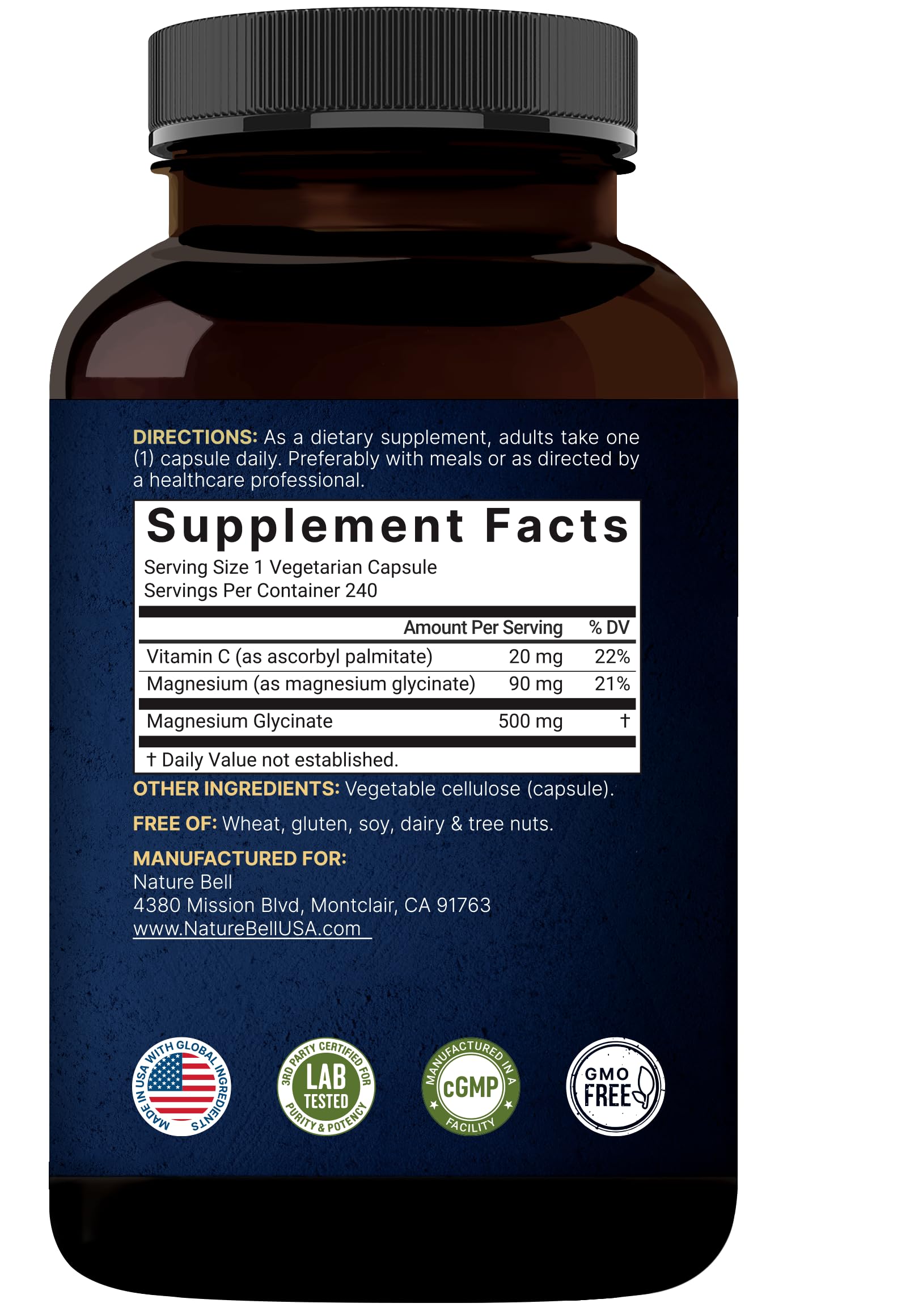 NatureBell etiqueta de ingredientes indicando fórmulas purificadas