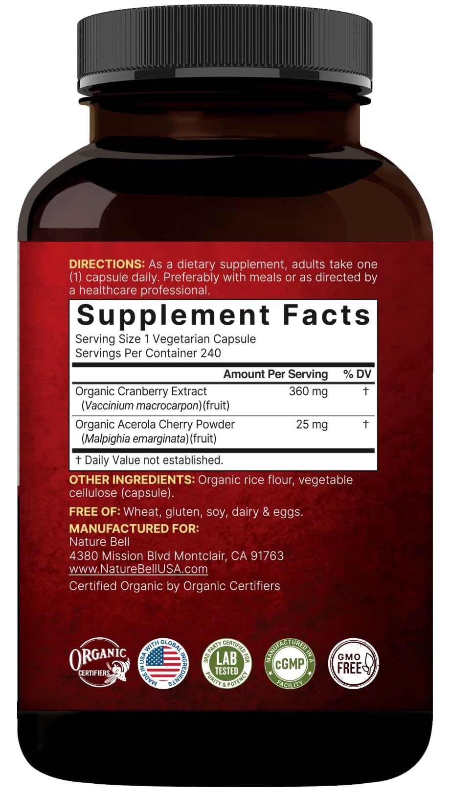 NatureBell acerola y arándanos orgánicos como fuente de fitoquímicos
