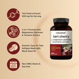 NatureBell ingredientes trio: cereza, magnesio y cúrcuma visualmente combinados