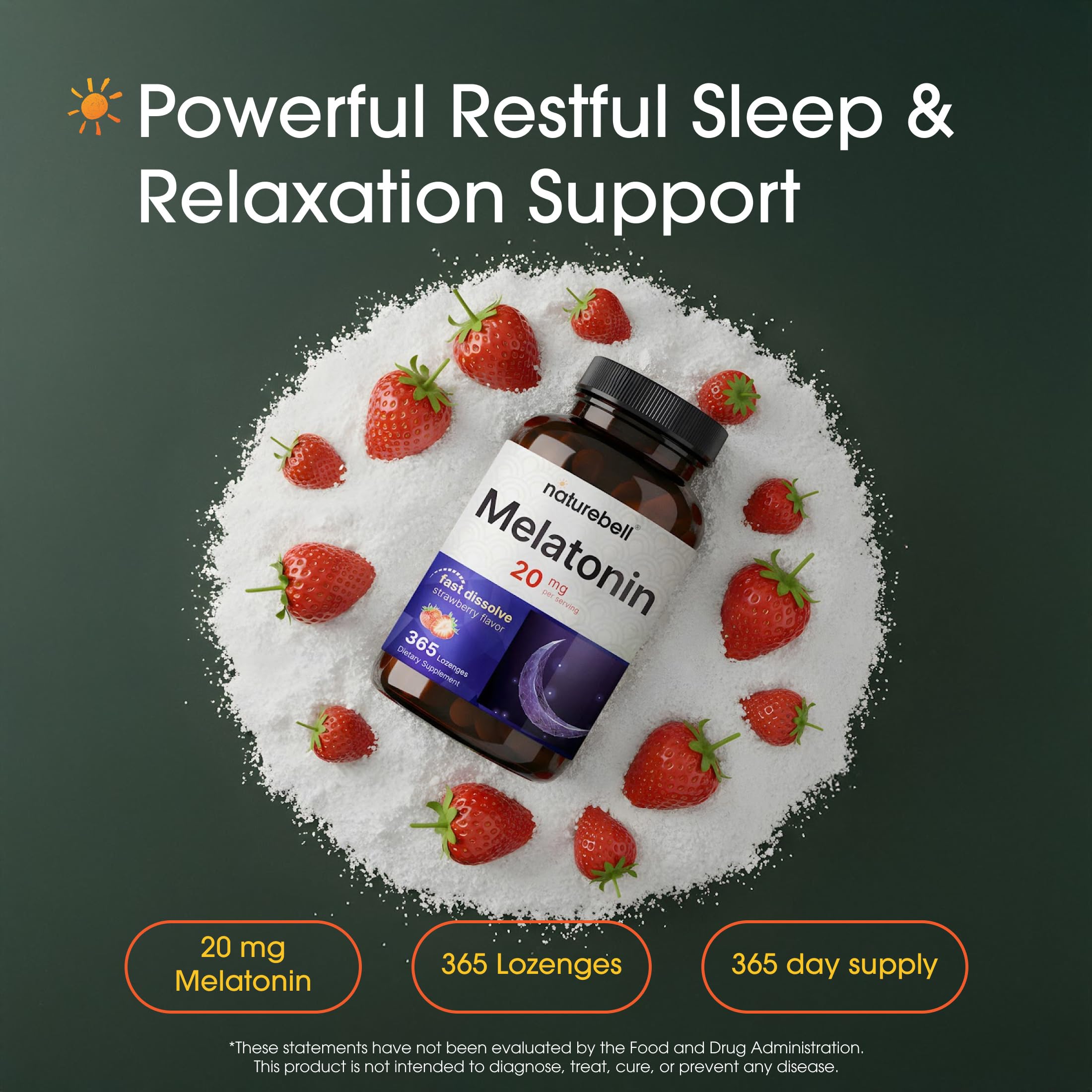 NatureBell pastilla cerca destacando disolución rápida y potencia 20mg