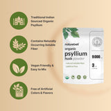NatureBell vaso con psyllium mezclado demostrando fácil disolución y uso diario