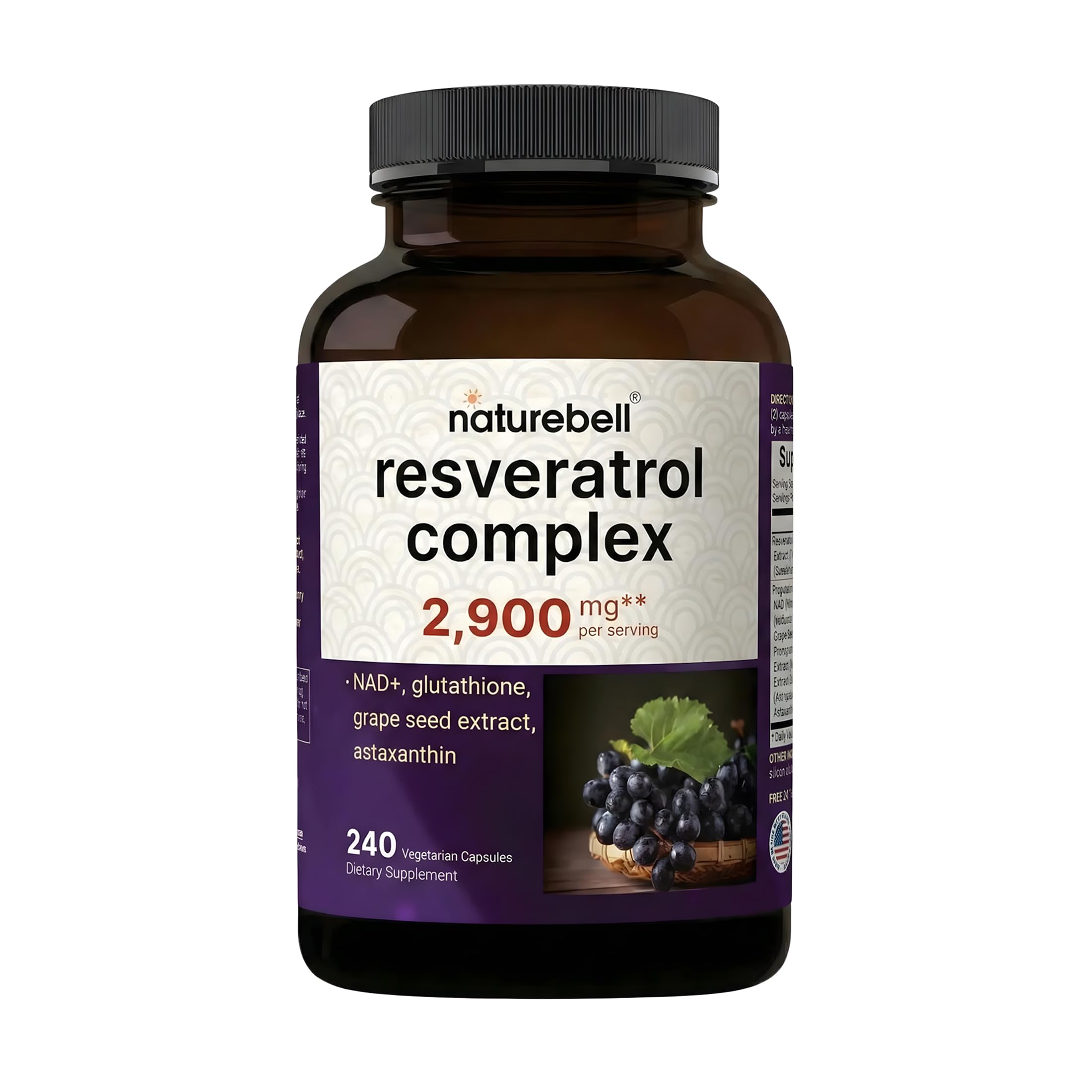 NatureBell frasco frontal del producto mostrando 240 cápsulas y beneficios