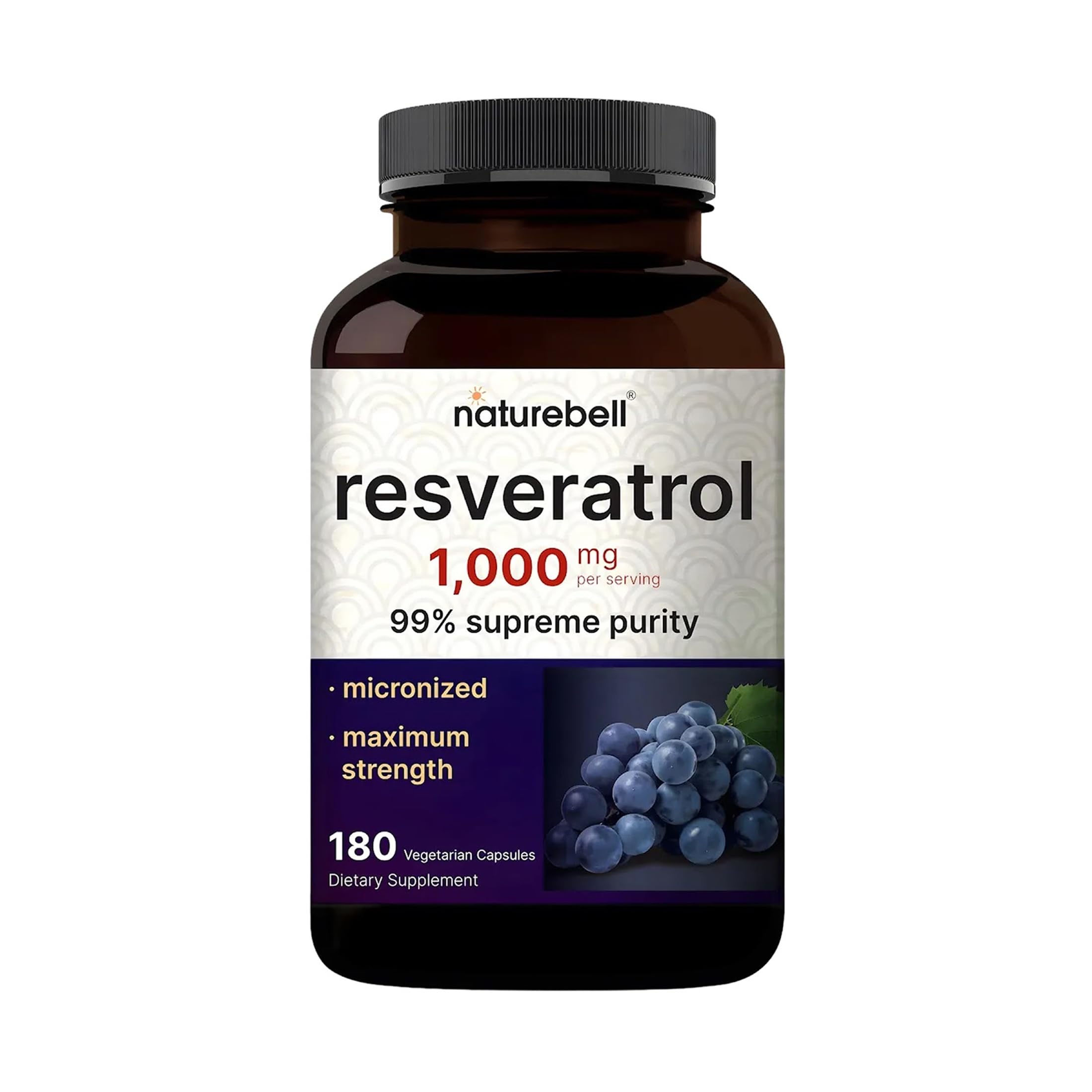 NatureBell resveratrol frente del empaque mostrando la marca y beneficio antioxidante