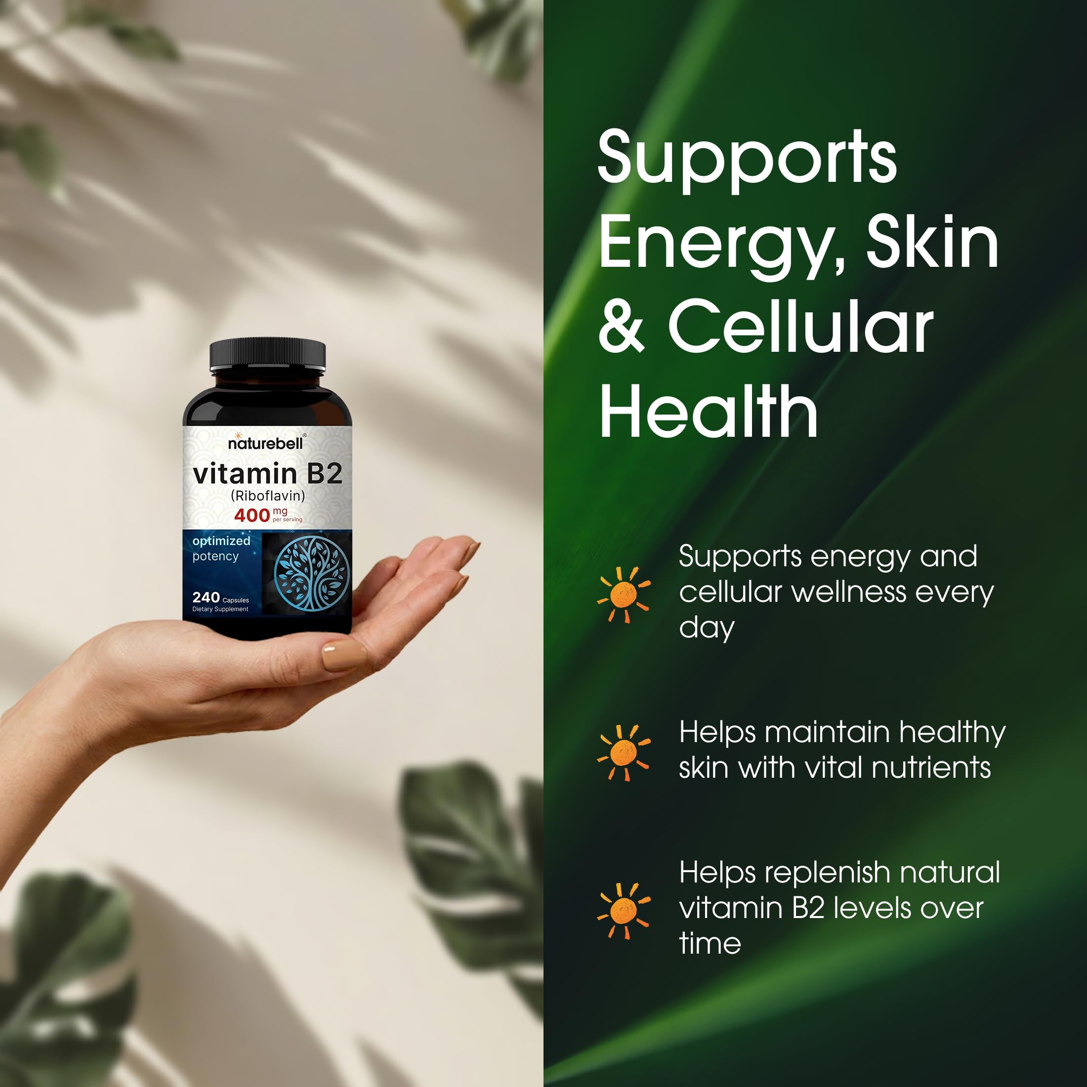 NatureBell etiqueta con facts del suplemento y control de calidad