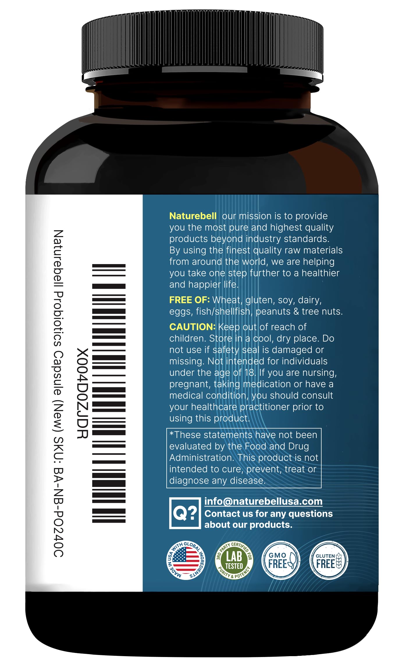 NatureBell certificado de laboratorio ilustrando pruebas de calidad