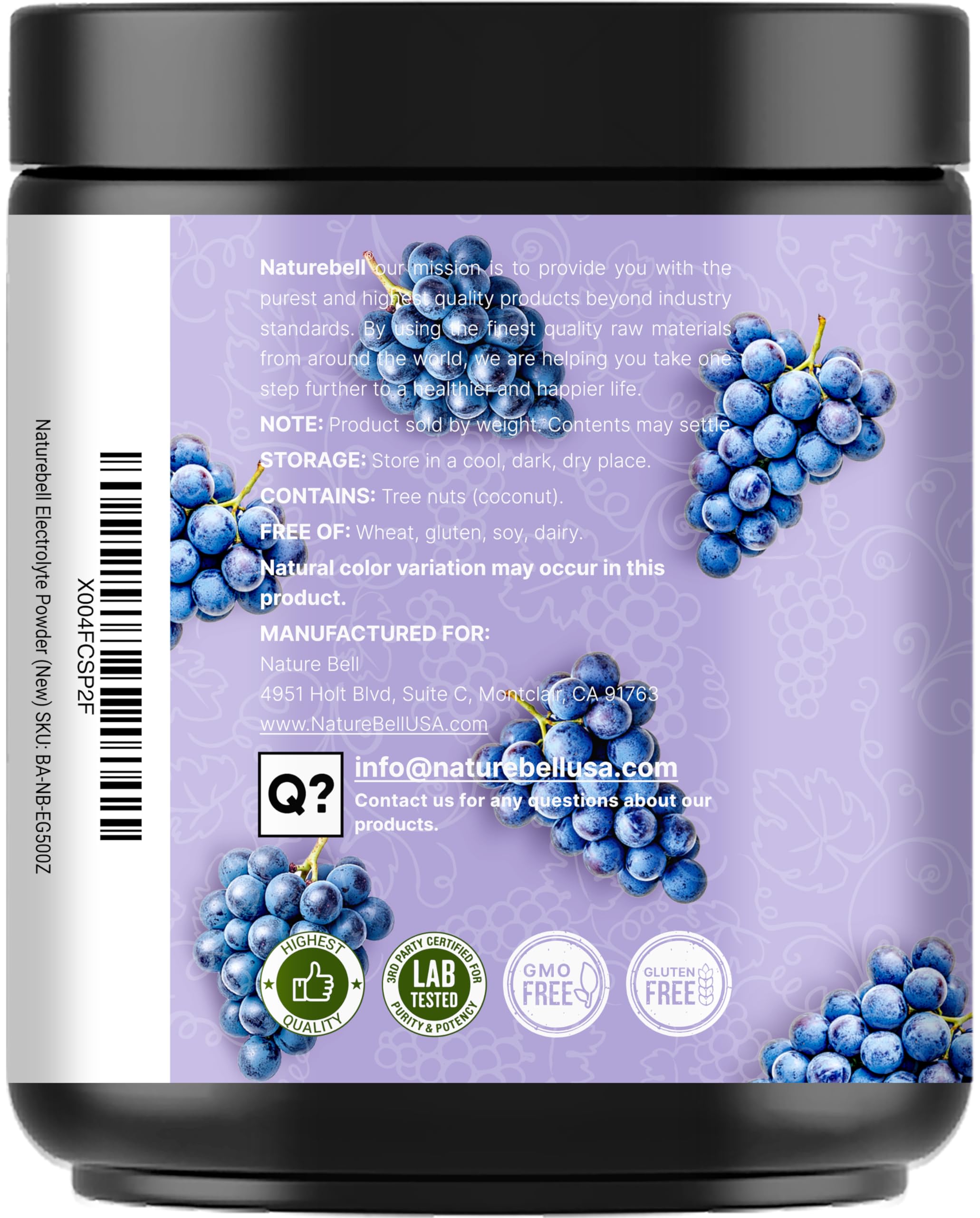 NatureBell sello de laboratorio, garantía de pruebas de calidad y pureza