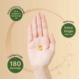 NatureBell softgel en mano para apreciar tamaño y facilidad