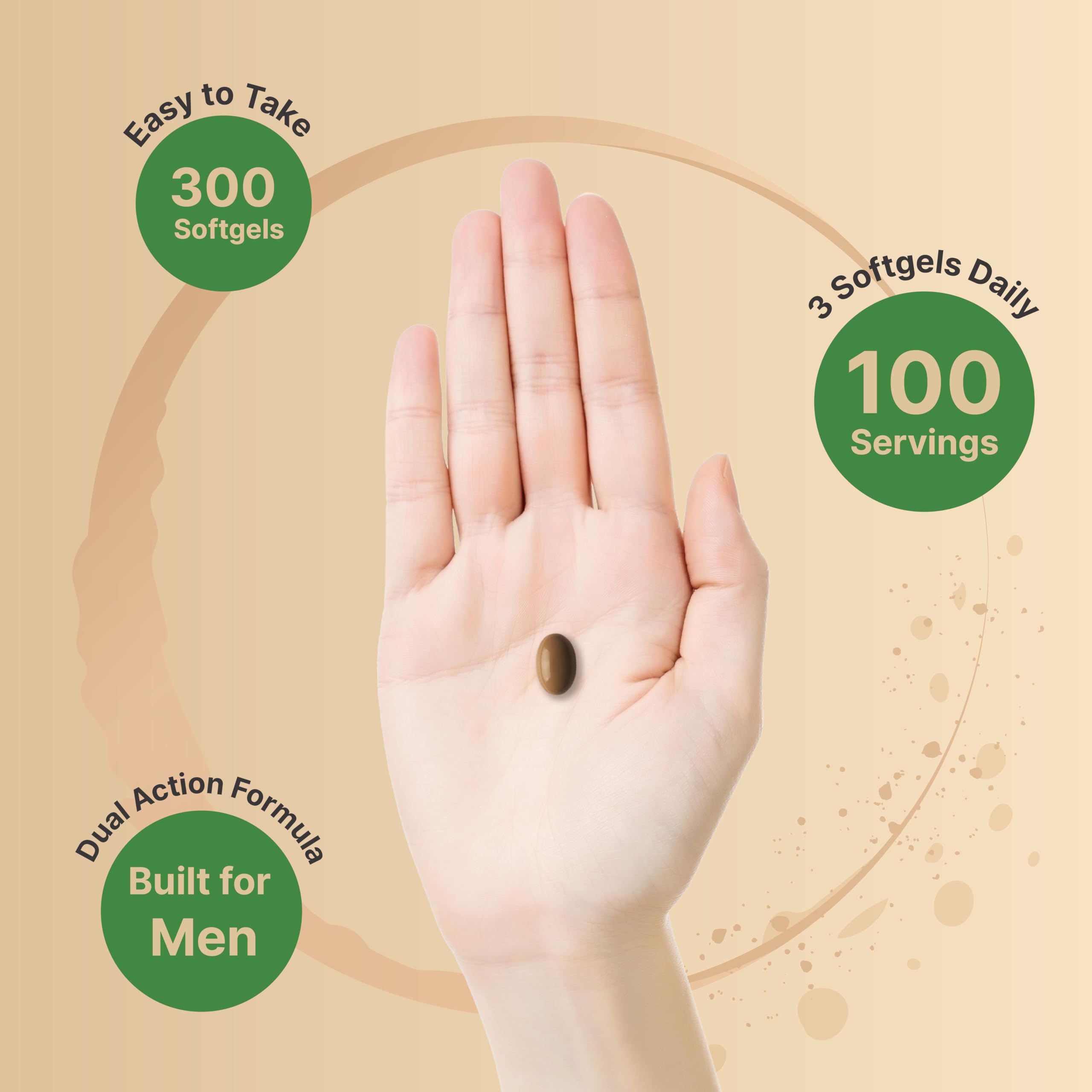 Softgels NatureBell en la mano para mostrar tamaño y facilidad de ingesta