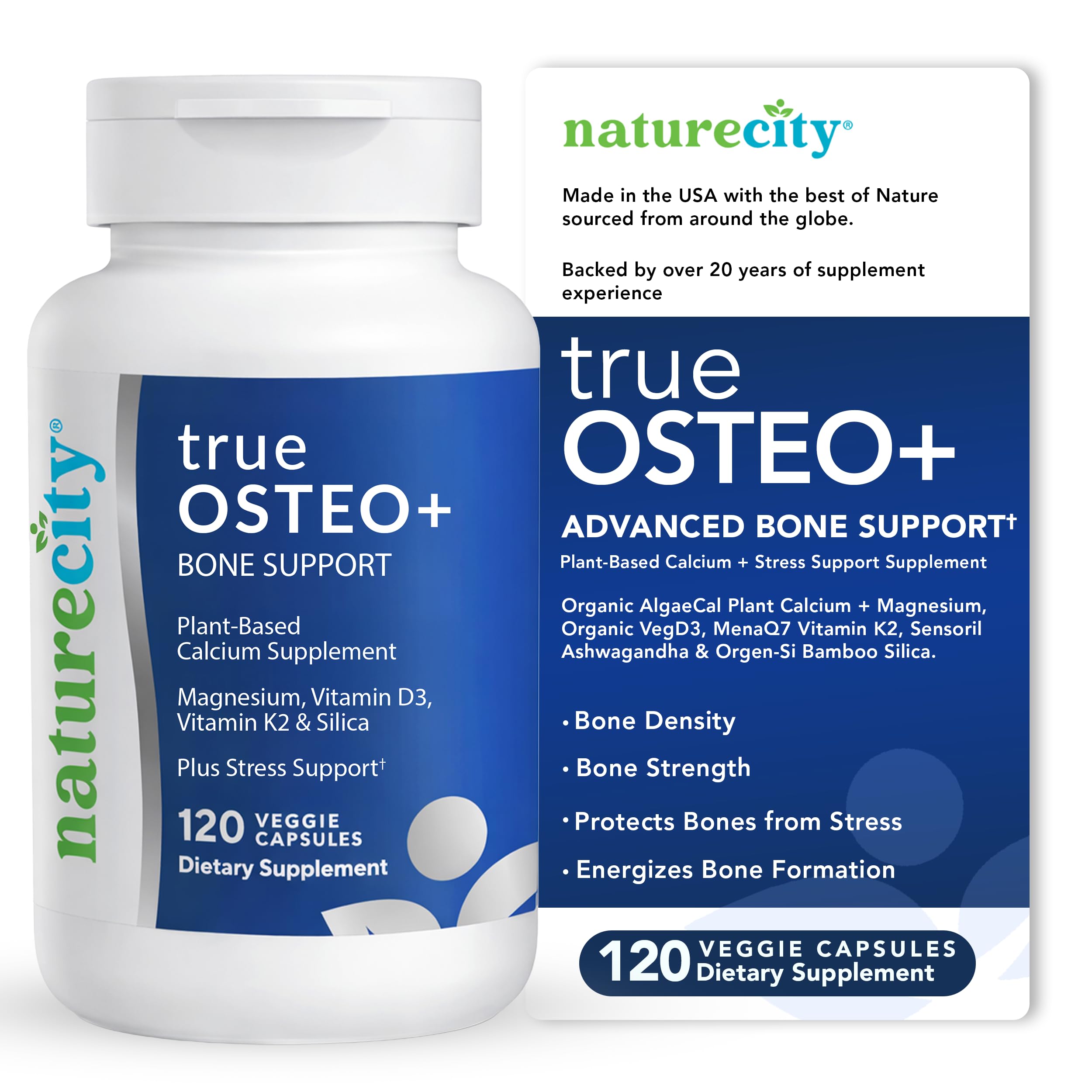 NatureCity frasco frontal que muestra 120 cápsulas vegetales y beneficios