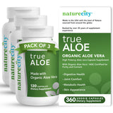 NatureCity envase TrueAloe frontal mostrando diseño y cantidad 360 cápsulas