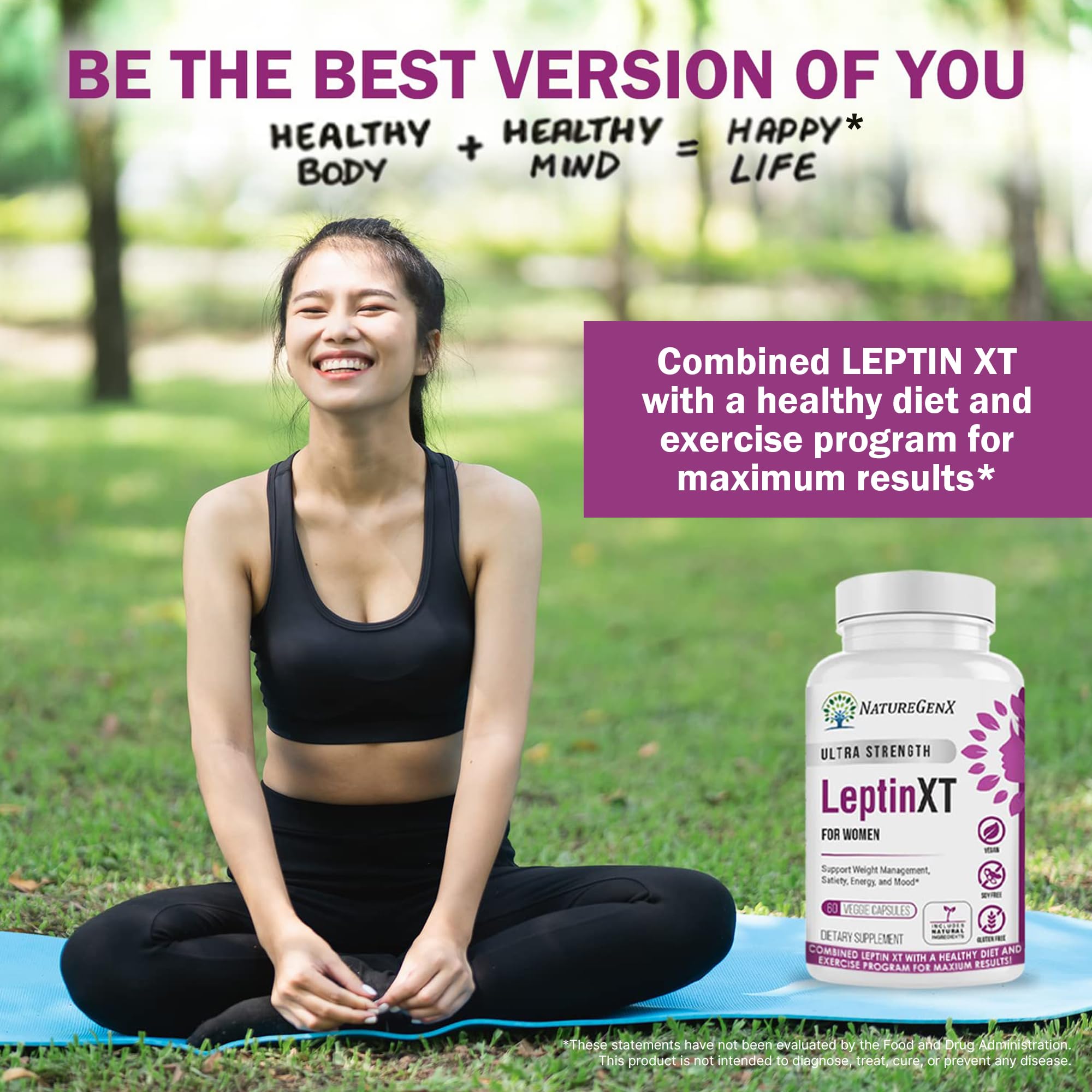 Etiqueta lateral nutricional de NatureGenX LeptinXT con información de cafeína y alérgenos
