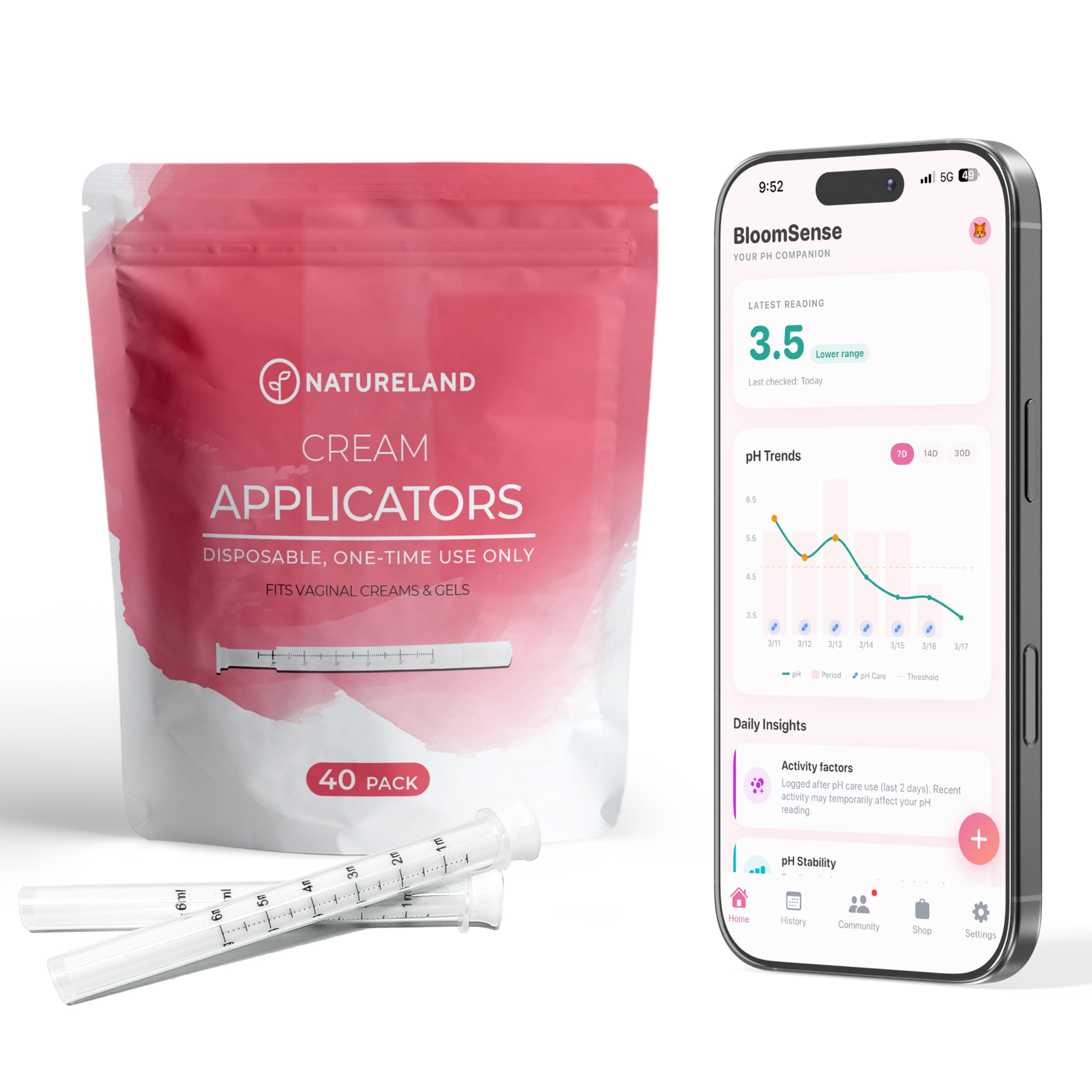 Natureland aplicador envuelto mostrando higiene y conveniencia
