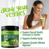NATURELO batido verde en vaso preparado, aporte rápido de frutas y verduras