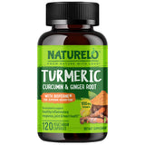 NATURELO frasco frontal mostrando 120 cápsulas y beneficios claros