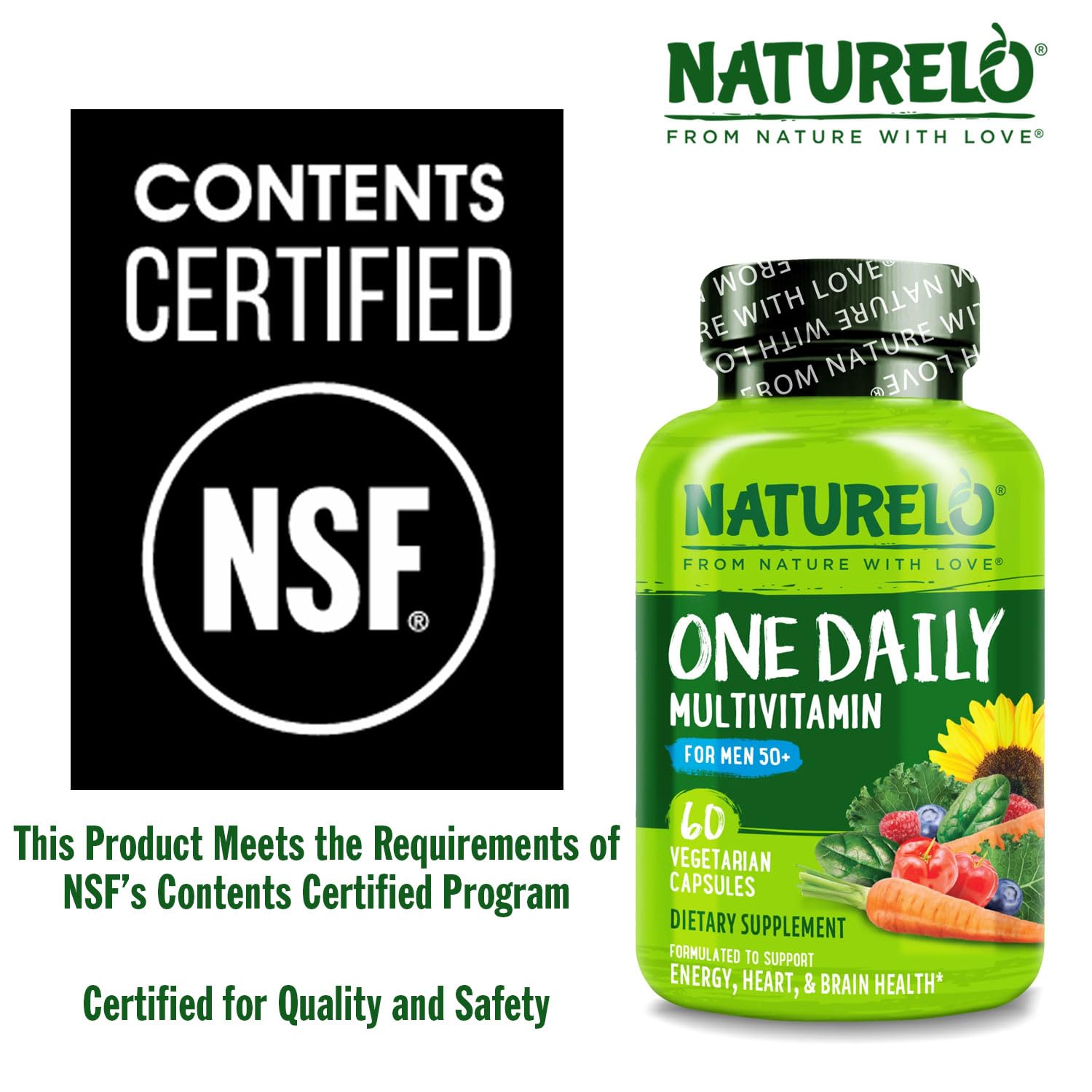 NATURELO detalle de la etiqueta con vitaminas y minerales clave