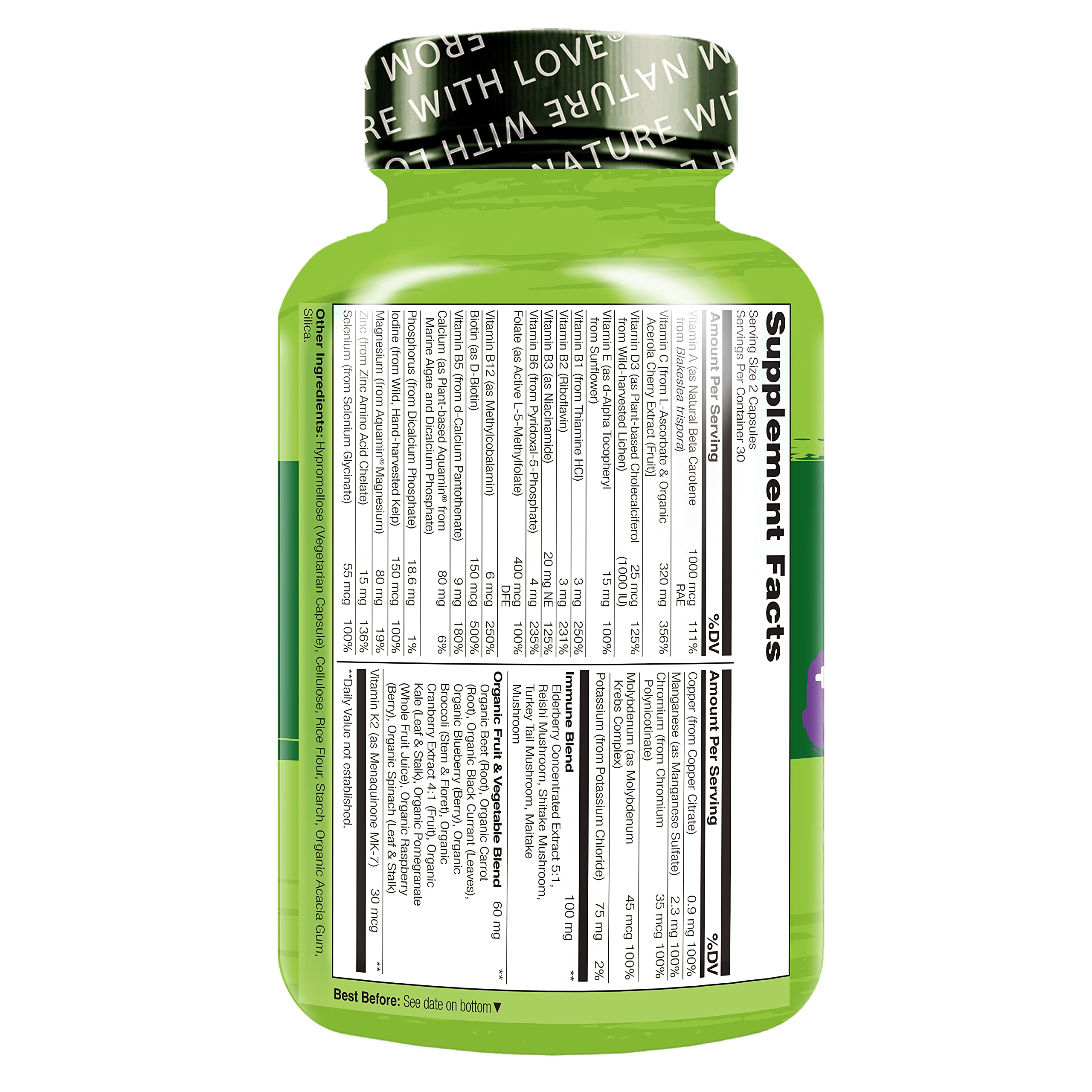 NATURELO panel nutricional y sello de pureza visto en el empaque