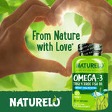 NATURELO softgel en mano demostrando tamaño y cómodo consumo