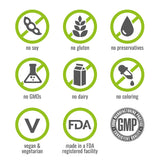 NATURELO etiqueta con ingredientes y certificación GMP visible