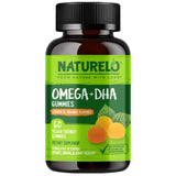 NATURELO frasco delantero mostrando 60 gomitas y beneficios claros