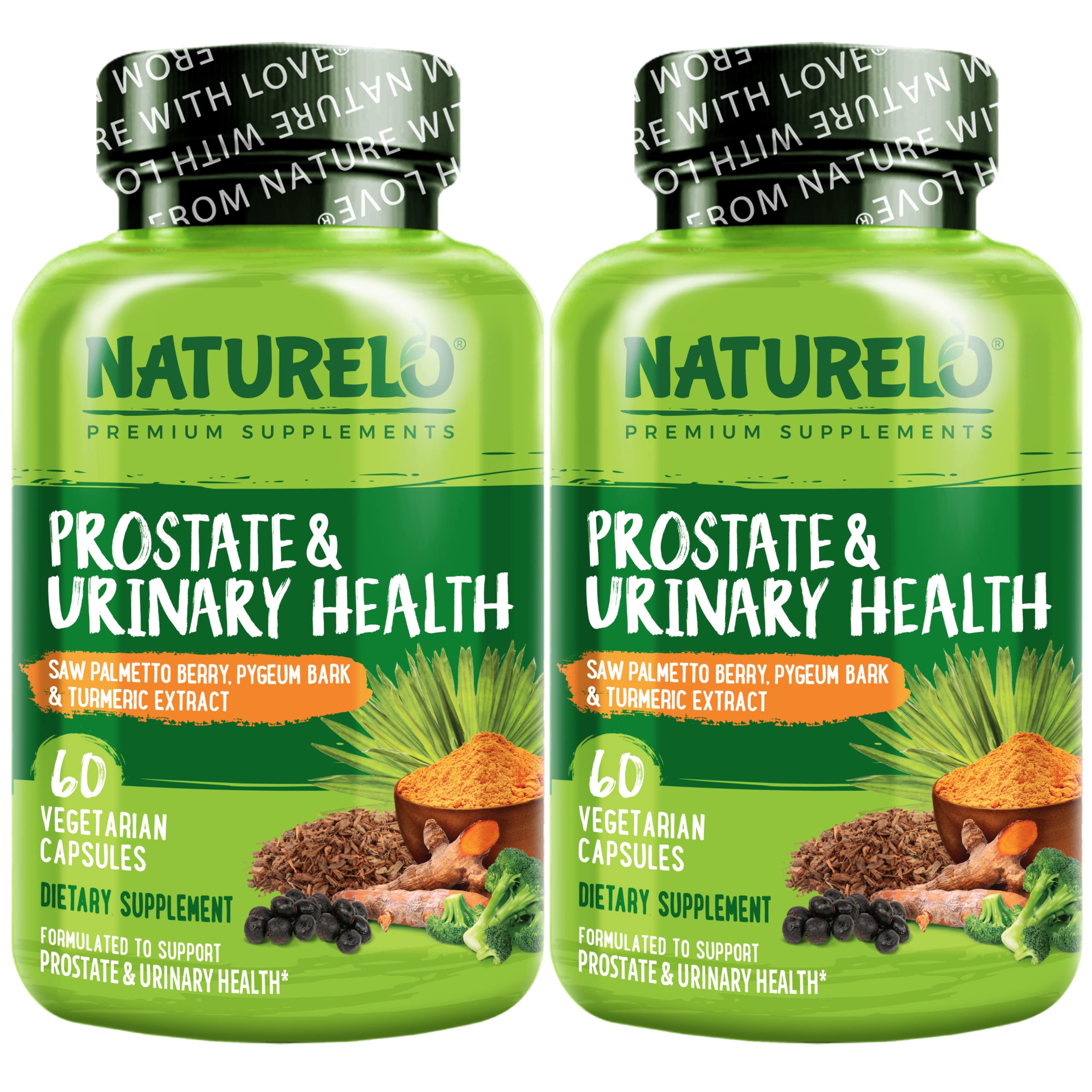 NATURELO frasco frontal mostrando la fórmula para apoyo prostático
