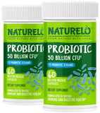 NATURELO frente del empaque mostrando 50B UFC y 11 cepas, claridad de etiquetado