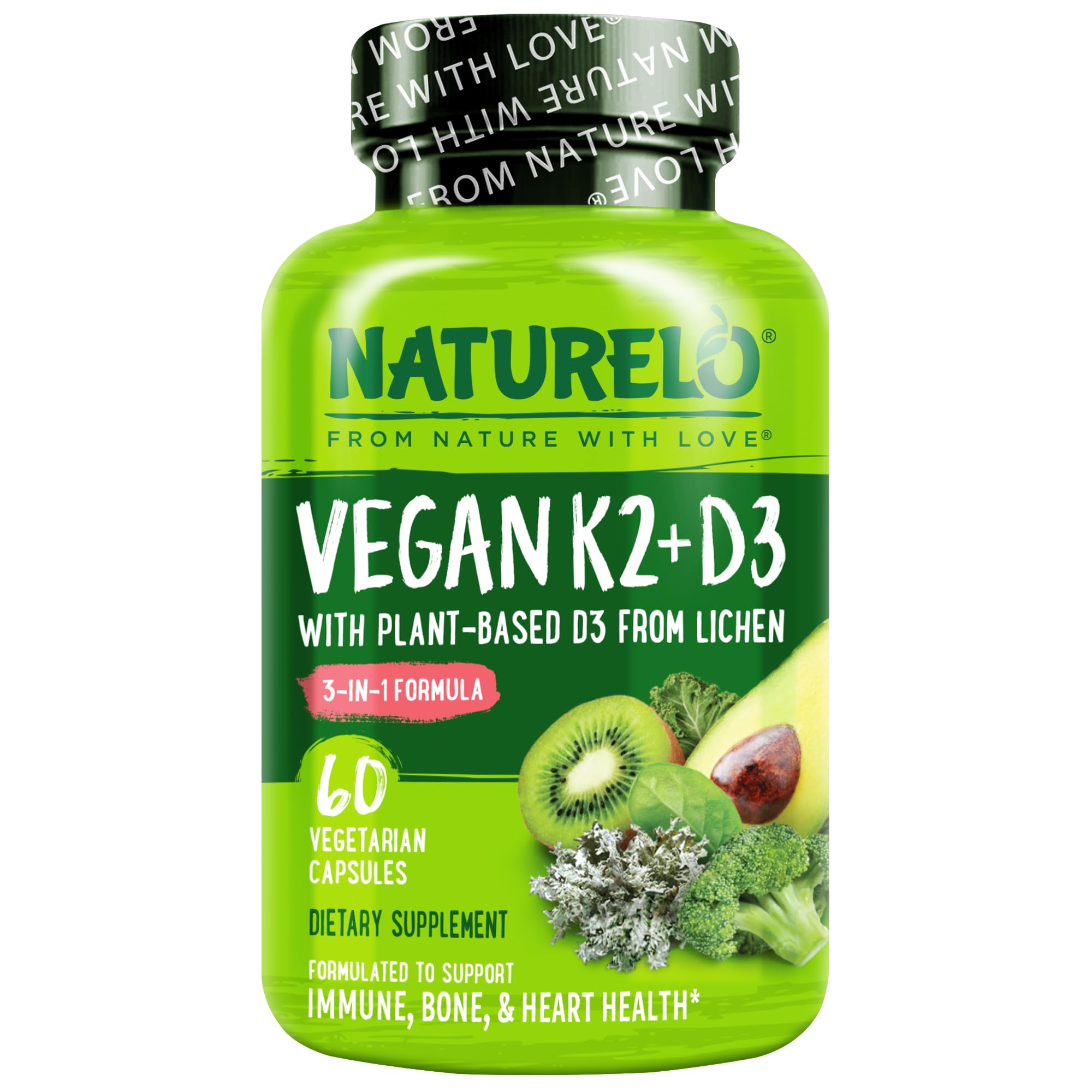 NATURELO frente del envase mostrando fórmula vegana y beneficios