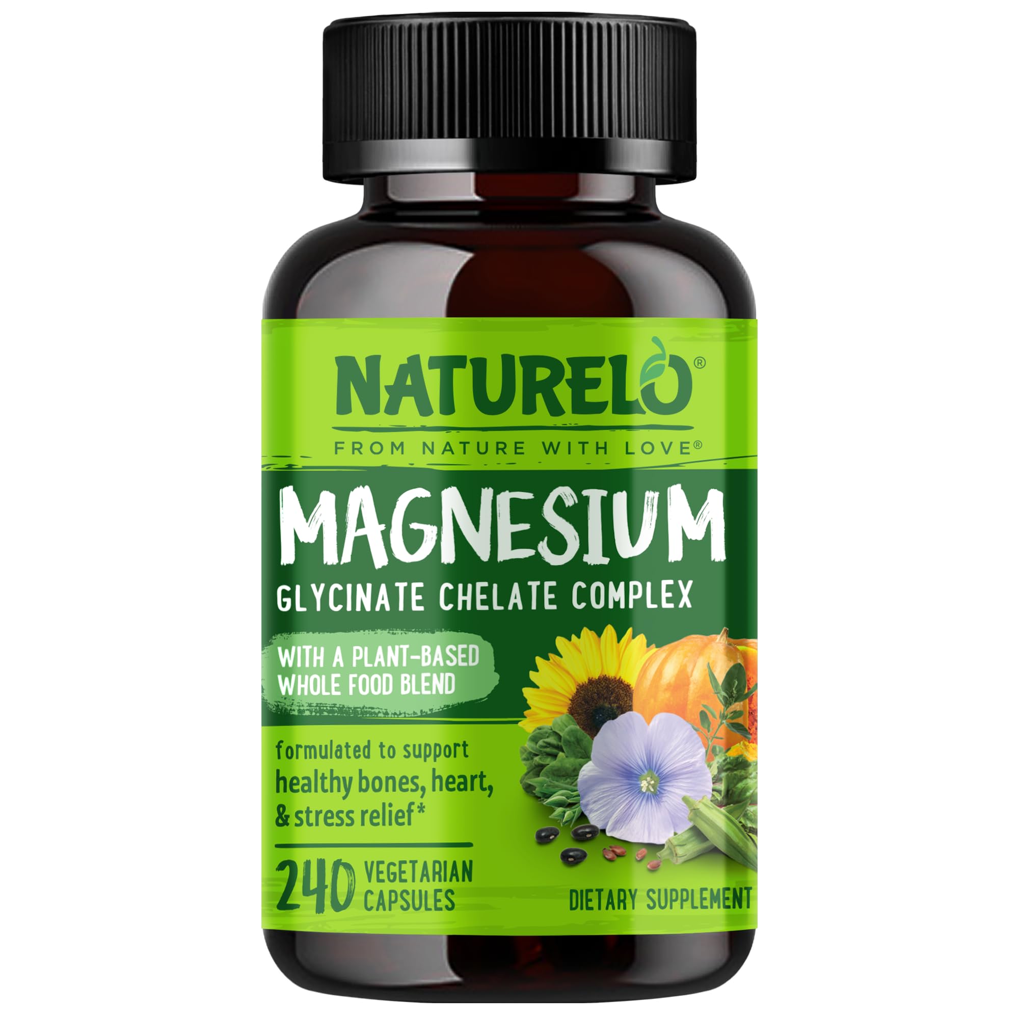 NATURELO vista frontal del envase y botella mostrando dosis y beneficios veganos