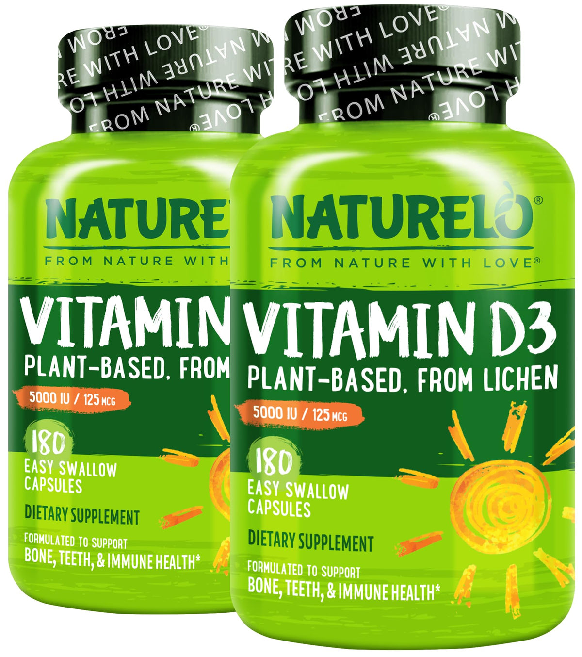 NATURELO envase frontal vitamina D3 5000 IU mostrando información clara
