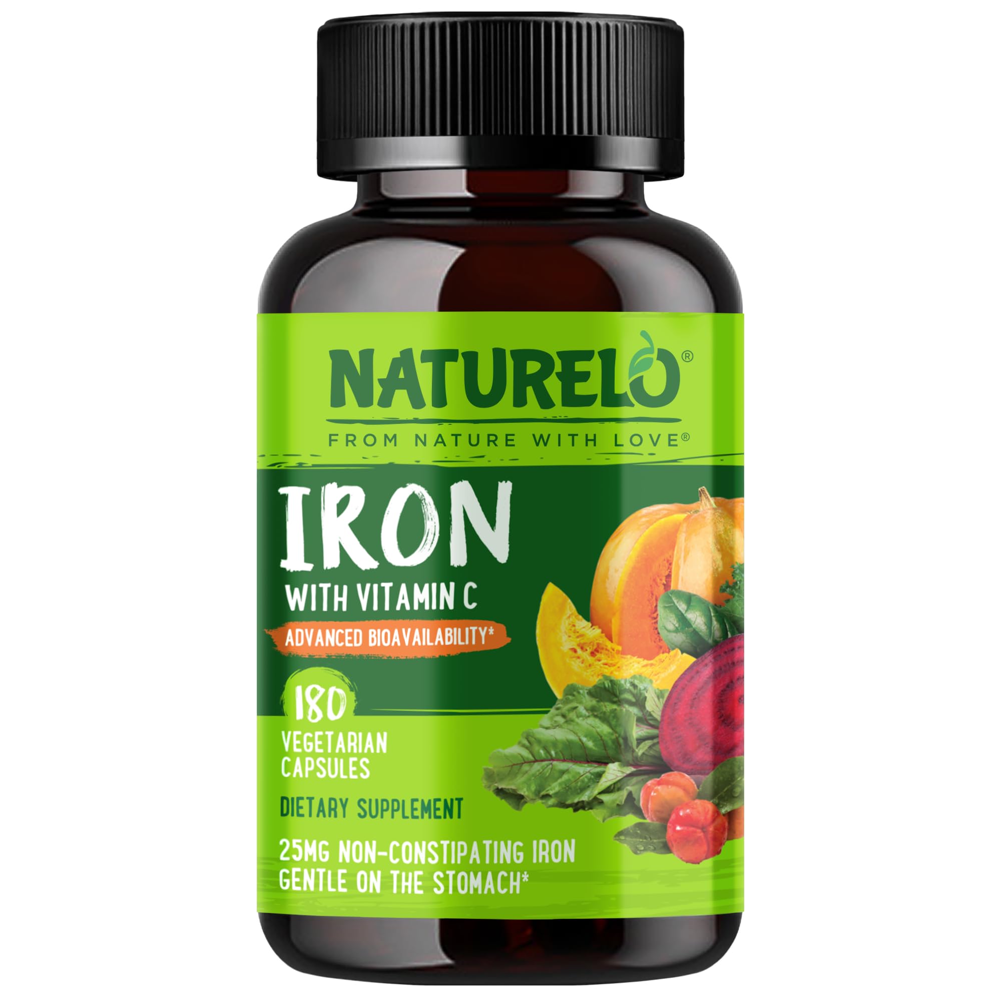 NATURELO frasco frontal mostrando diseño y beneficio vegano