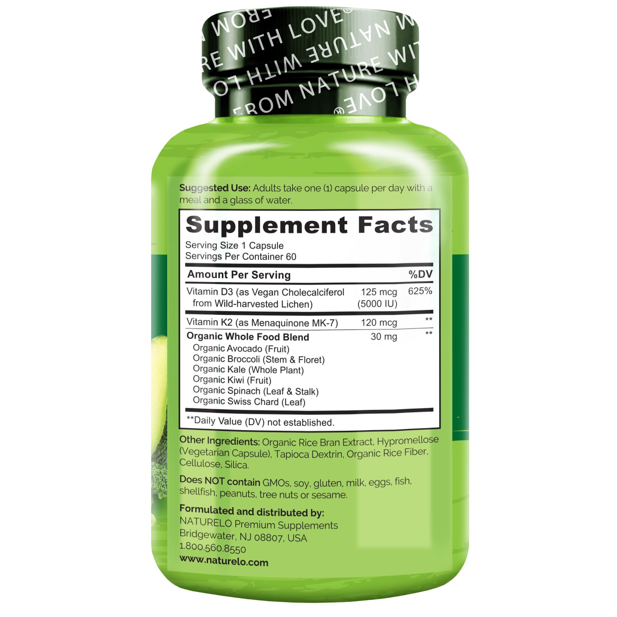 NATURELO tabla nutricional ampliada para ver dosis y valores